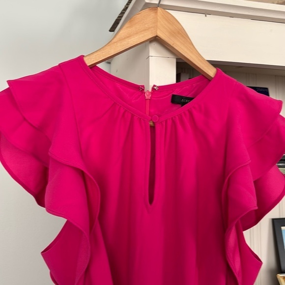 NWT, J. Crew Ruffle Sleeve Pink Jumpsuit with Tie Belt, Size 8 - Picture 8 of 11